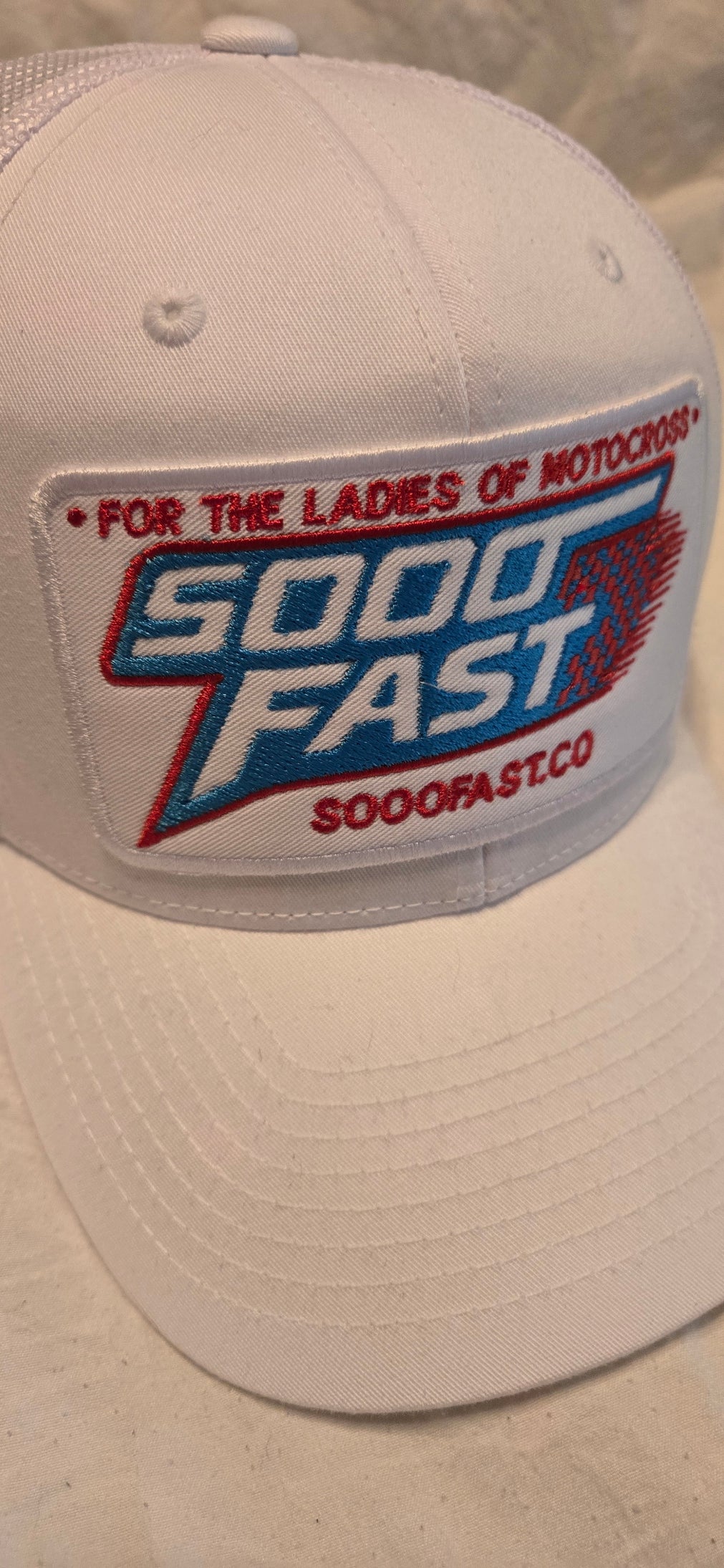 SOOO FAST WMX COLORS STRETCHED CHECKERS TRUCKER HAT