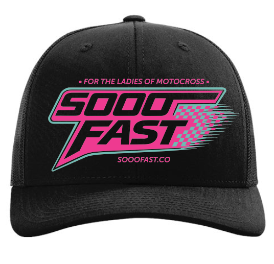 PINK TEAL STRETCHED CHECKERS TRUCKER HAT