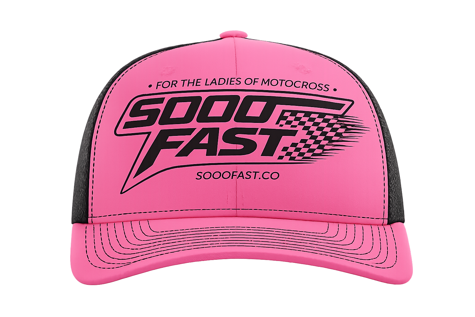 SOOO FAST BLACK STRETCHED CHECKERS TRUCKER HAT