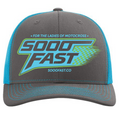 SOOO FAST BLUE/GREEN STRETCHED CHECKERS TRUCKER HAT