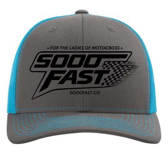 SOOO FAST BLACK STRETCHED CHECKERS TRUCKER HAT