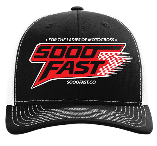 SOOO FAST RED STRETCHED CHECKERS TRUCKER HAT
