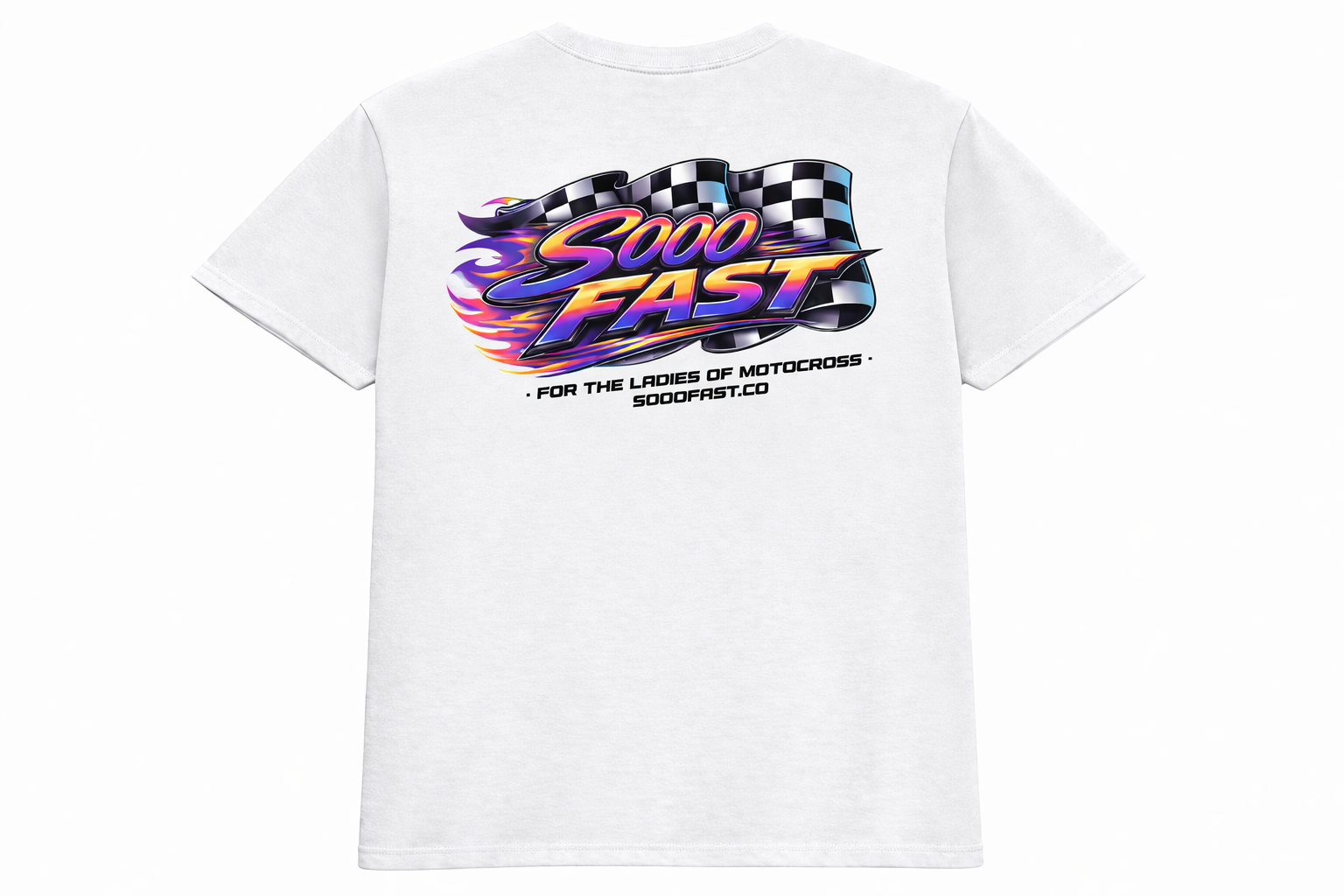 SOOO FAST TEE SHIRT CHECKERED FLAG FLAME ORANGE PURPLE