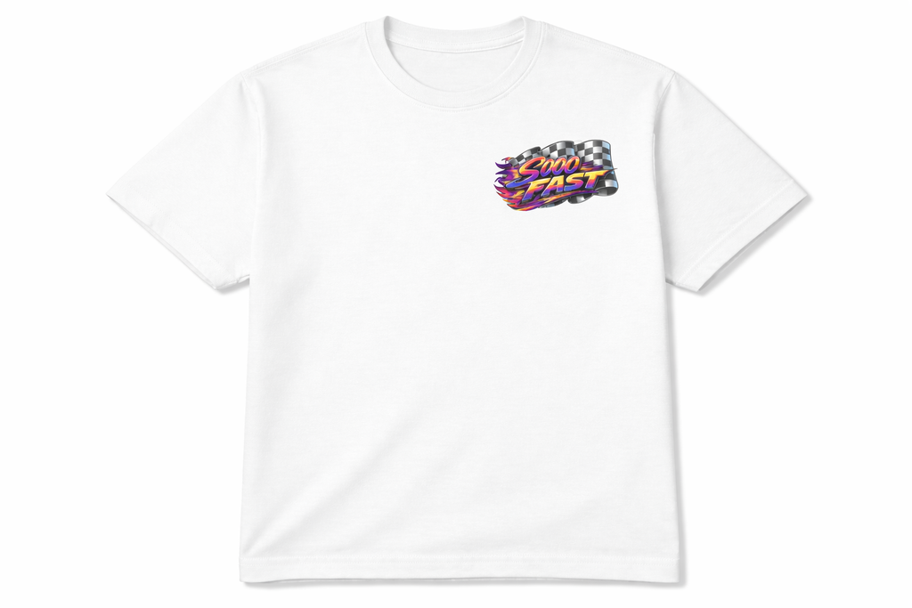 SOOO FAST TEE SHIRT CHECKERED FLAG FLAME ORANGE PURPLE