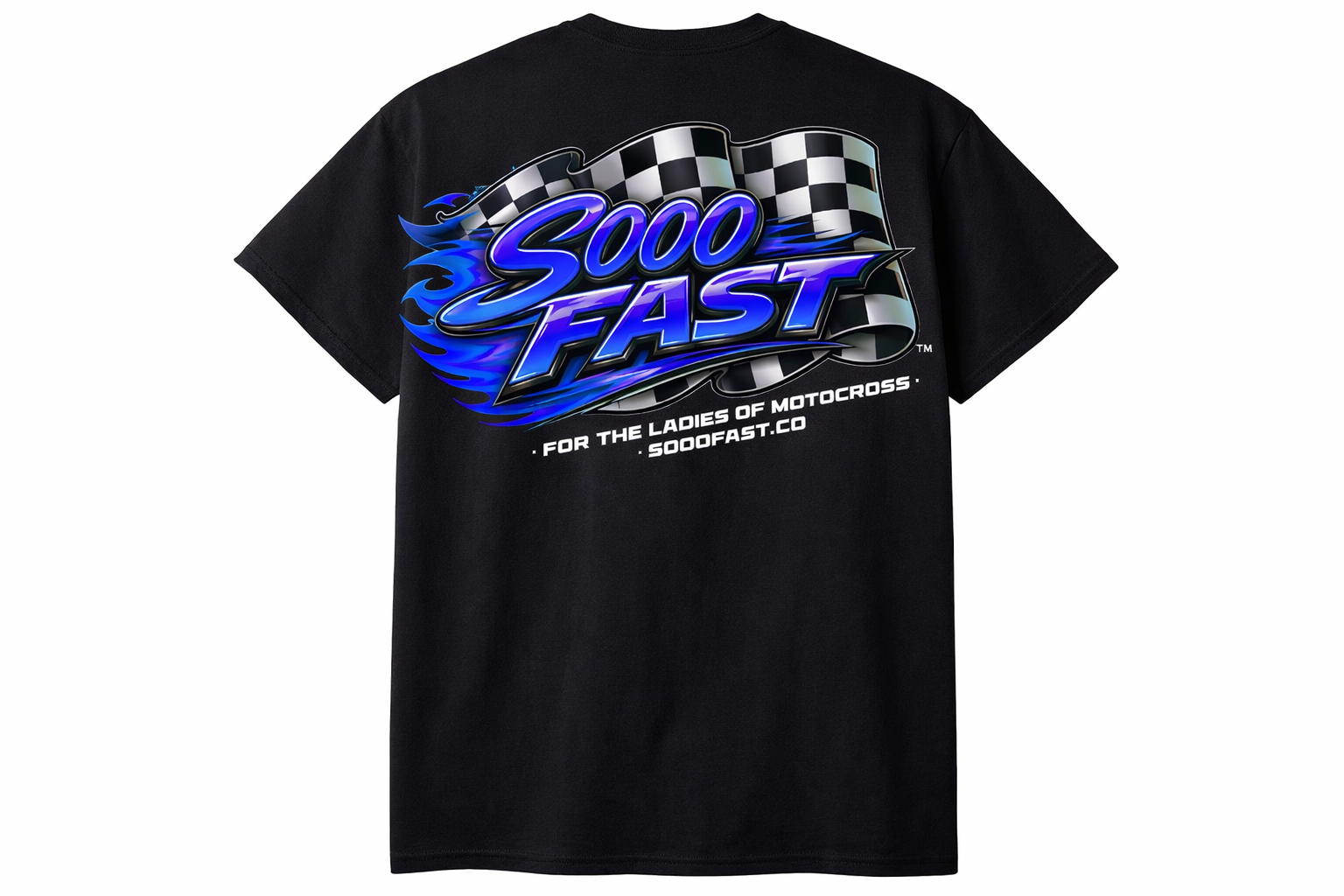 SOOO FAST TEE SHIRT CHECKERED FLAG FLAME BLUE PURPLE