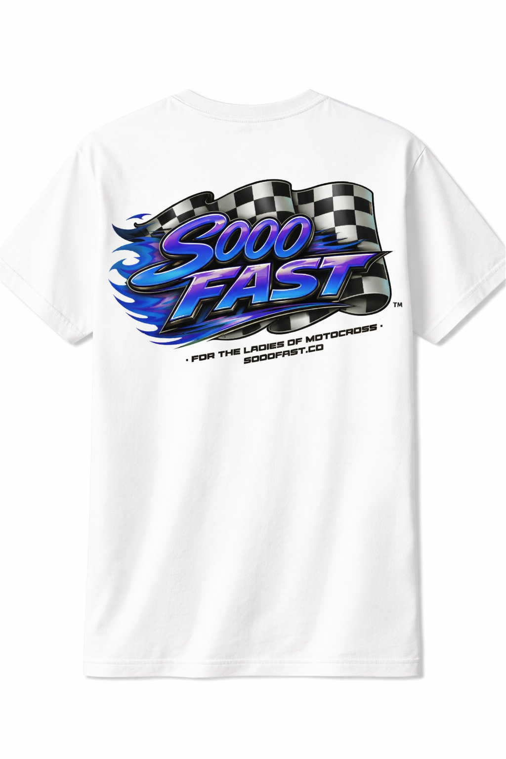 SOOO FAST TEE SHIRT CHECKERED FLAG FLAME BLUE PURPLE