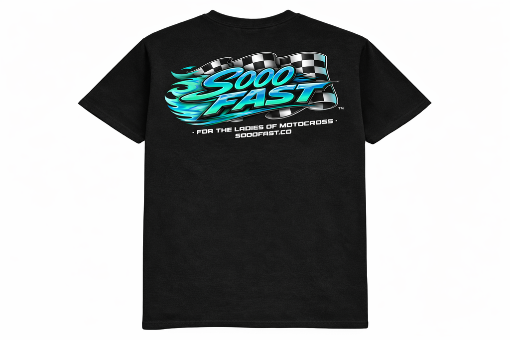 SOOO FAST TEE SHIRT CHECKERED FLAG FLAME TURQUOISE BLUE