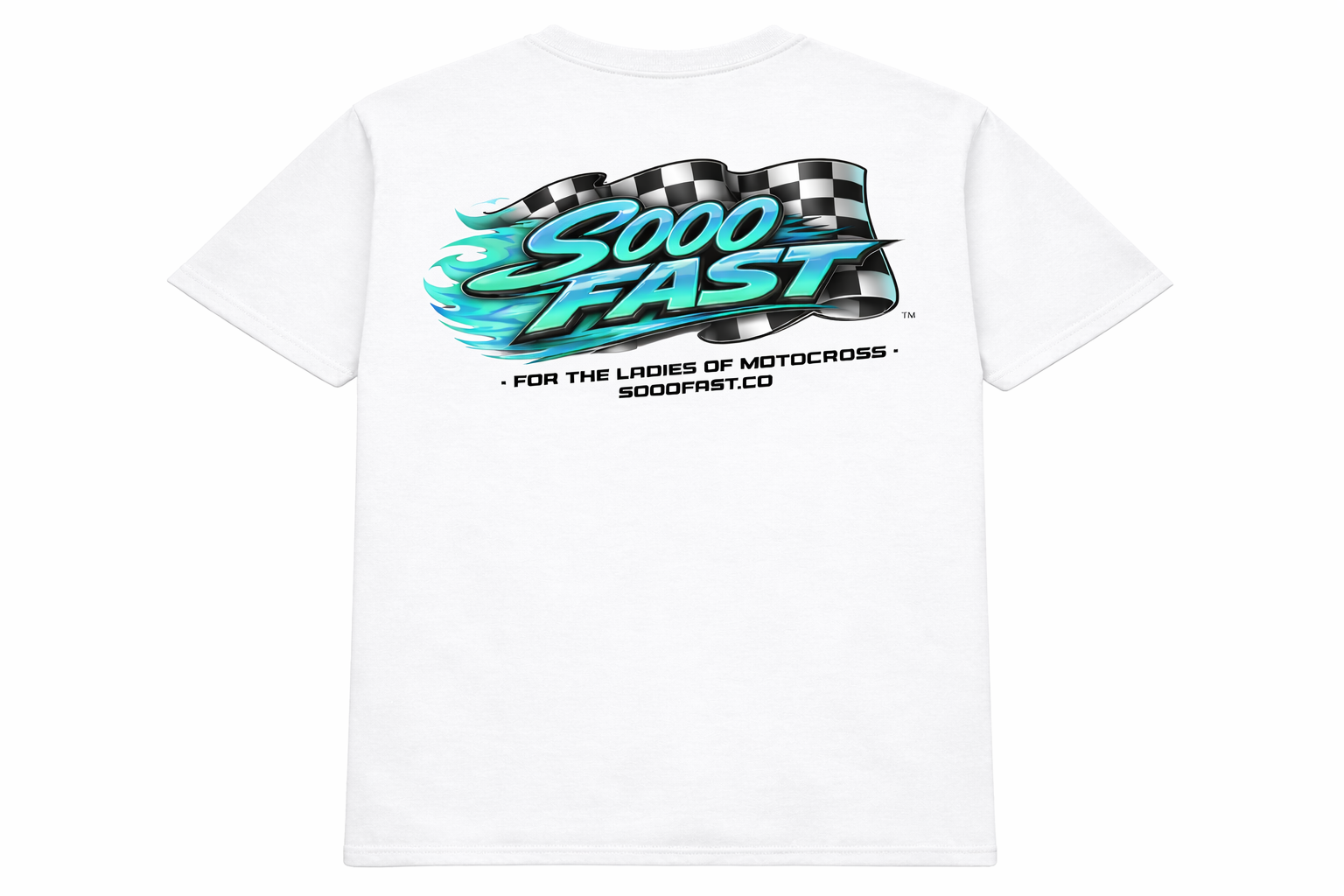 SOOO FAST TEE SHIRT CHECKERED FLAG FLAME TURQUOISE BLUE