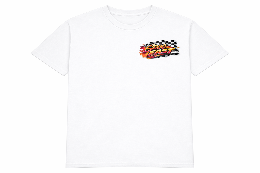 SOOO FAST TEE SHIRT CHECKERED FLAG FLAME RED ORANGE