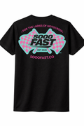 SOOO FAST BOLD CHECKER FLAG TEE SHIRT TEAL PINK