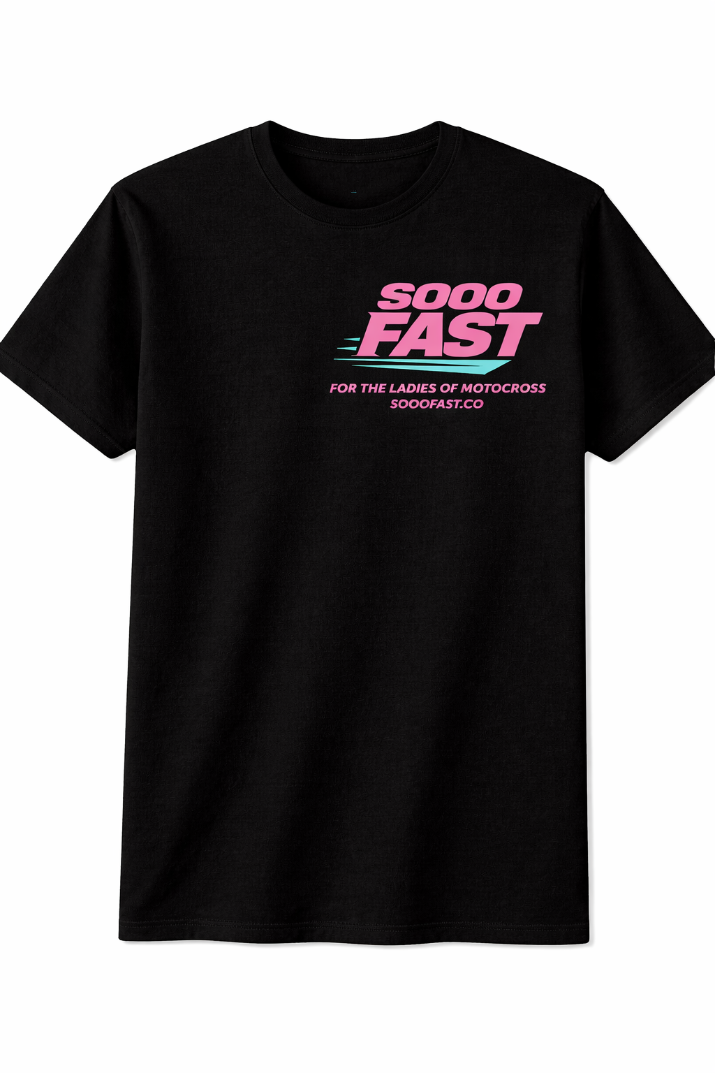 SOOO FAST BOLD CHECKER FLAG TEE SHIRT TEAL PINK