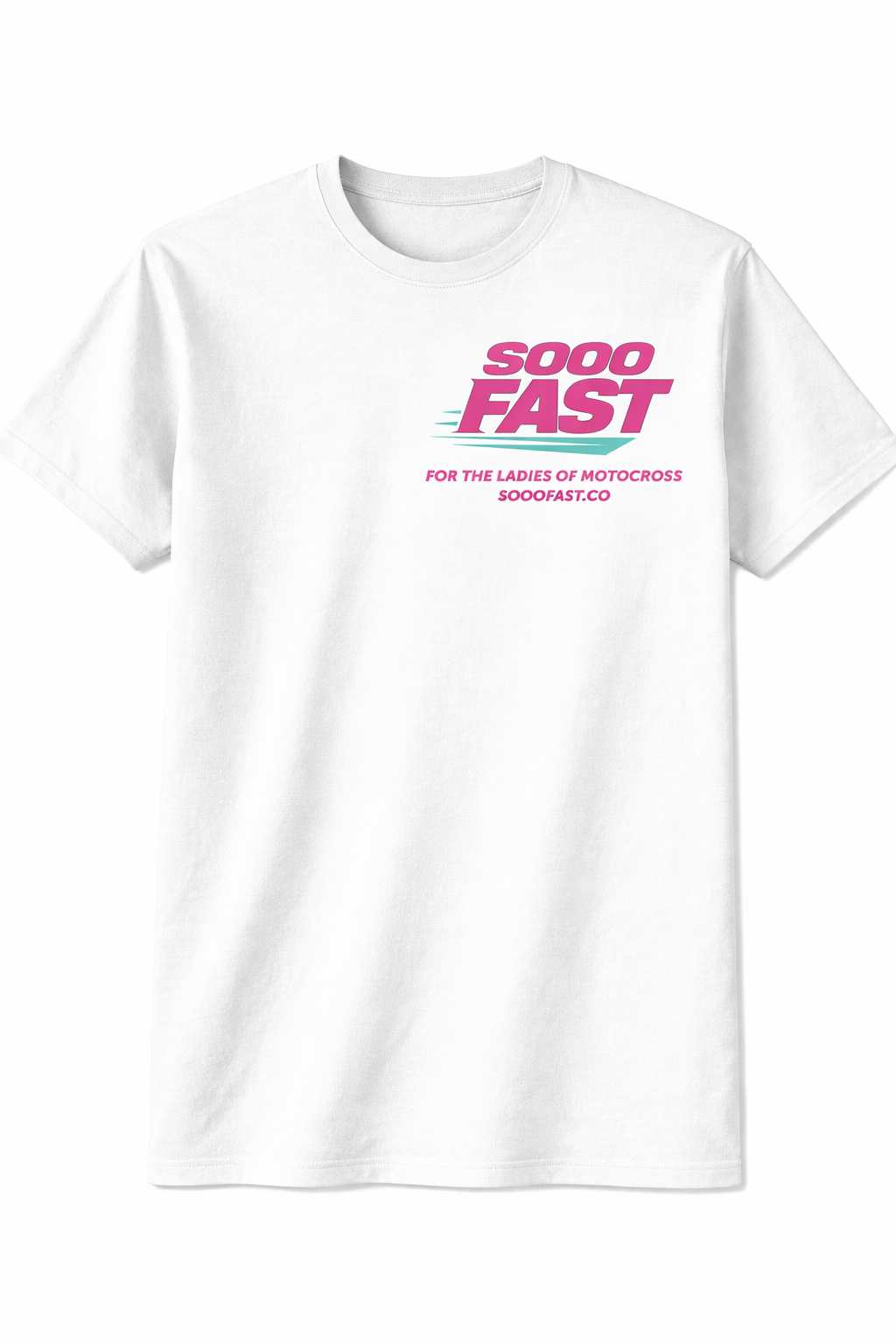 SOOO FAST BOLD CHECKER FLAG TEE SHIRT TEAL PINK