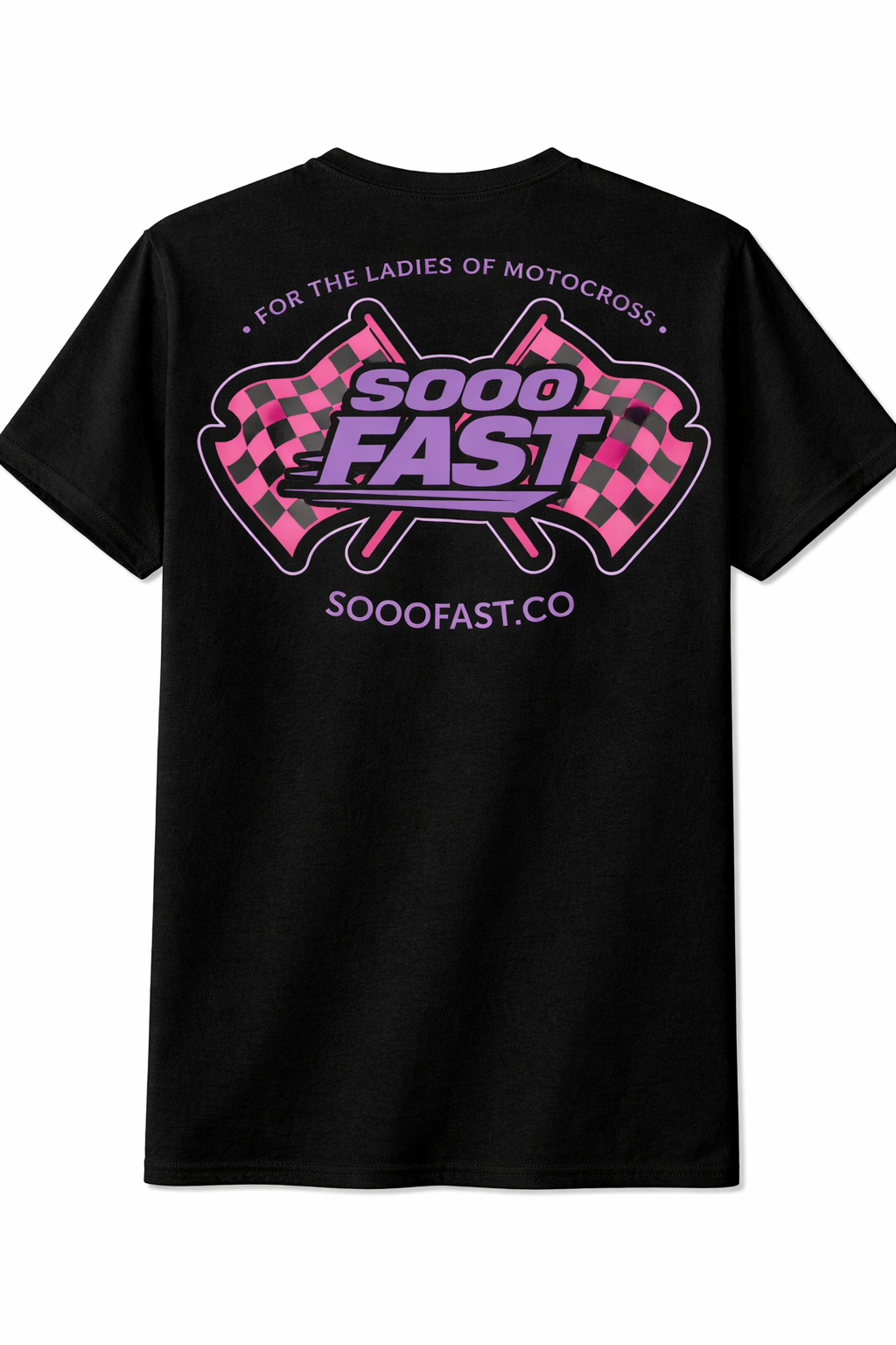 SOOO FAST BOLD CHECKER FLAG TEE SHIRT PINK PURPLE