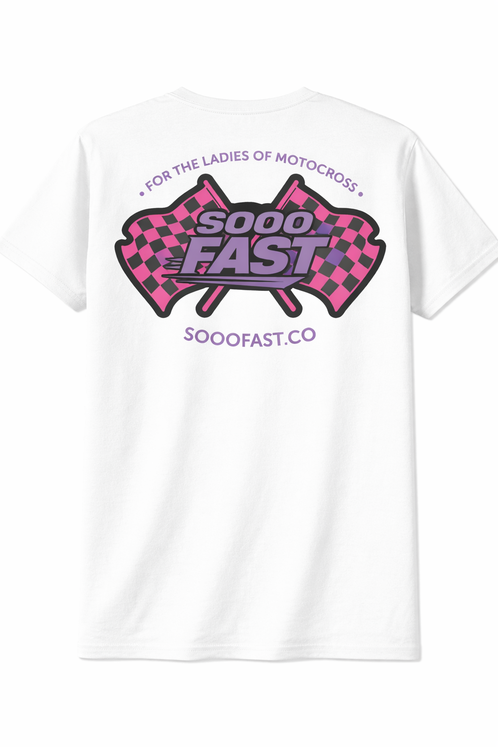 SOOO FAST BOLD CHECKER FLAG TEE SHIRT PINK PURPLE