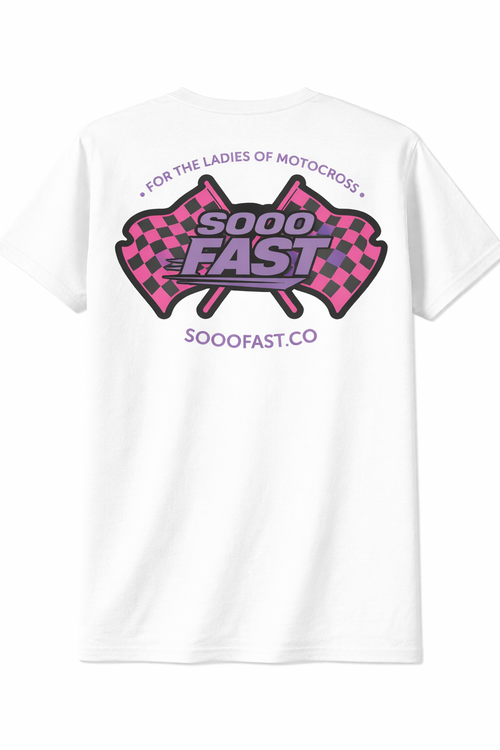 SOOO FAST BOLD CHECKER FLAG TEE SHIRT PINK PURPLE