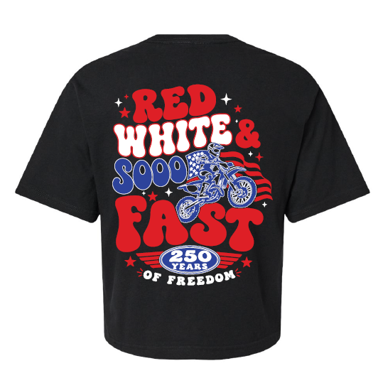 SOOO FAST RED WHITE & SOOO FAST CROP TOP TEE!