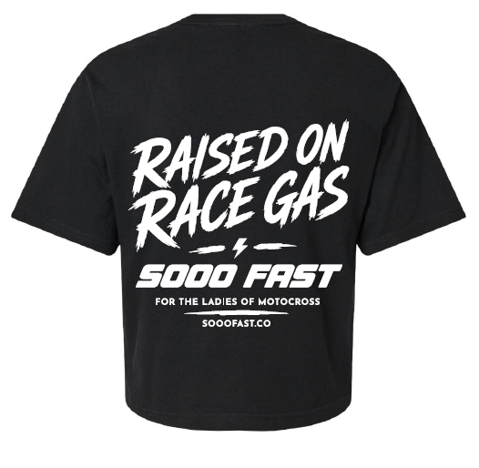 SOOO FAST RASIED ON RACE GAS CROP TOP TEE SHIRT