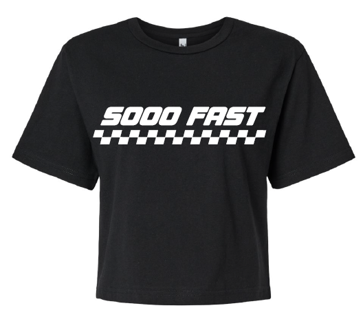 SOOO FAST RASIED ON RACE GAS CROP TOP TEE SHIRT