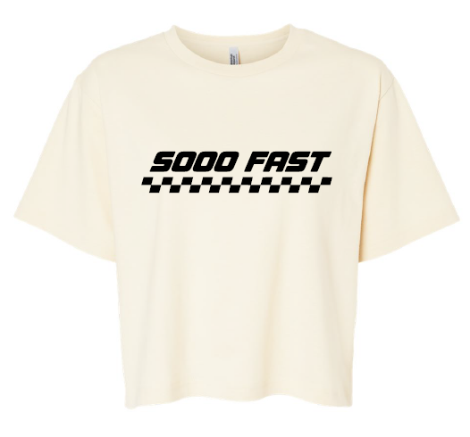 SOOO FAST RASIED ON RACE GAS CROP TOP TEE SHIRT