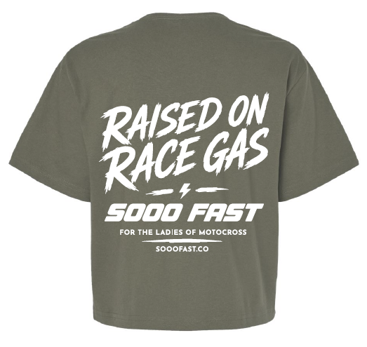 SOOO FAST RASIED ON RACE GAS CROP TOP TEE SHIRT