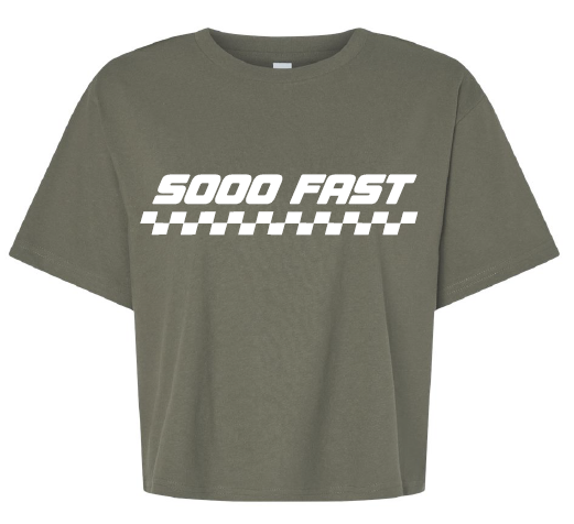 SOOO FAST RASIED ON RACE GAS CROP TOP TEE SHIRT