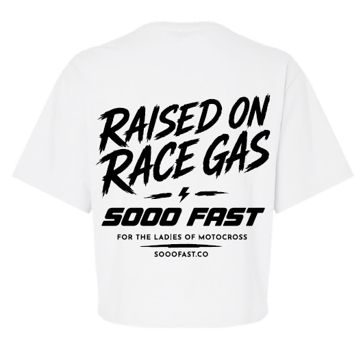 SOOO FAST RASIED ON RACE GAS CROP TOP TEE SHIRT