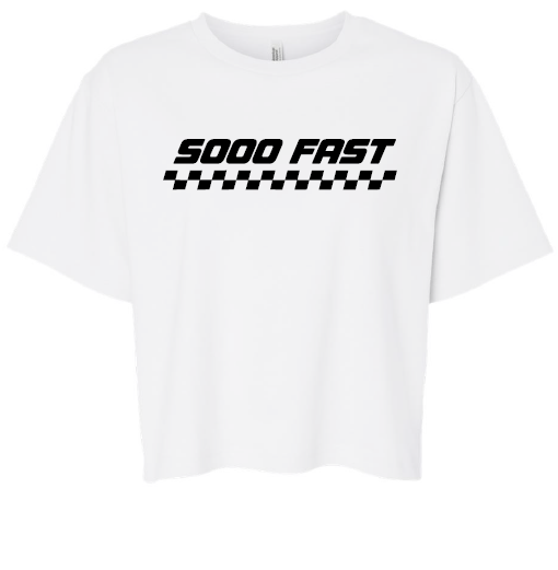 SOOO FAST RASIED ON RACE GAS CROP TOP TEE SHIRT